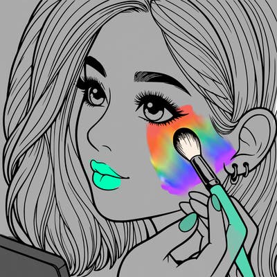 a realistic girl doing her makeup