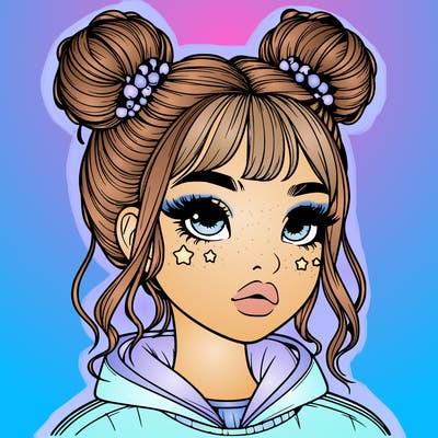 realistic girl with space buns