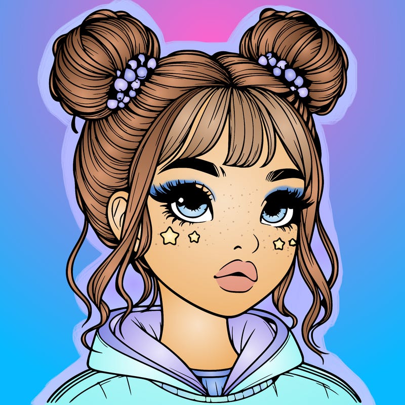 realistic girl with space buns