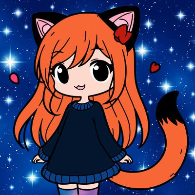 girl with cat ears and tail