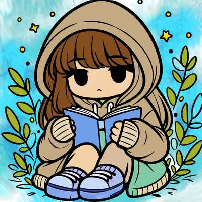 girl in oversized hoodie reading a book