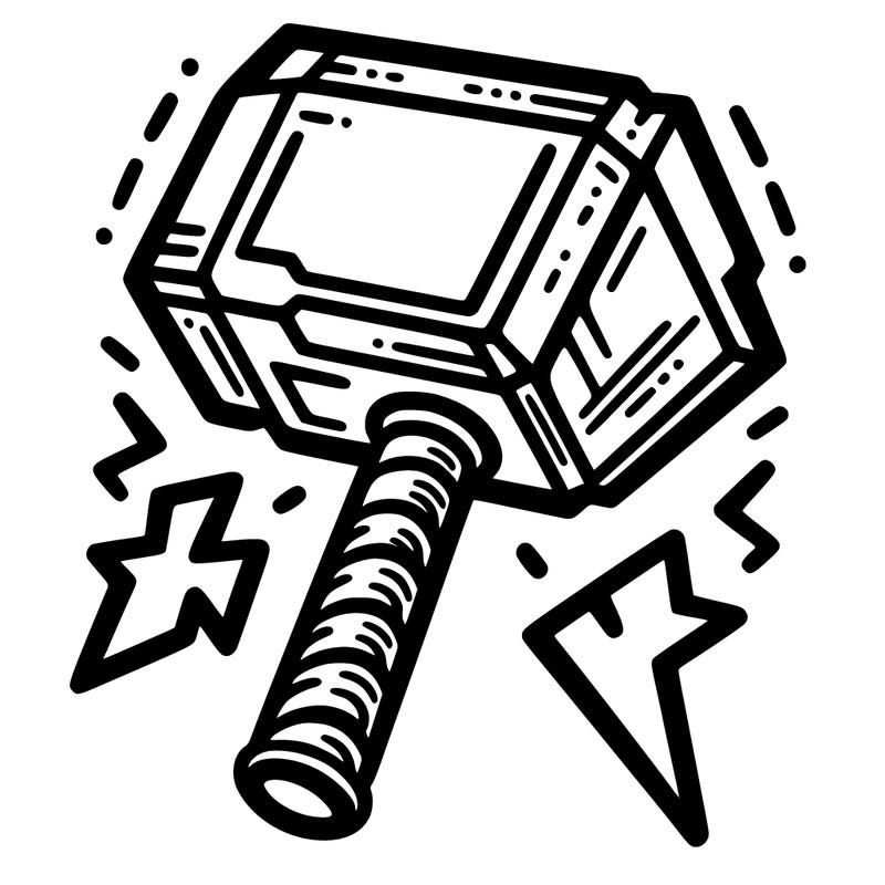 thor hammer with lightning bolts coming out of it