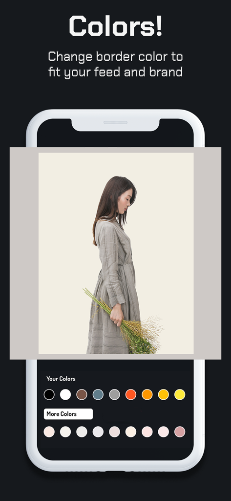 WhiteGram: White Border Editor - Customizing photo border colors in the WhiteGram app interface
