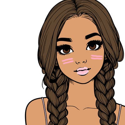 realistic girl with braids