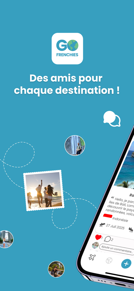 Go Frenchies - Go Frenchies Social-Networking-App für französische Reisende, um weltweit Freunde und Reisebegleiter zu finden.