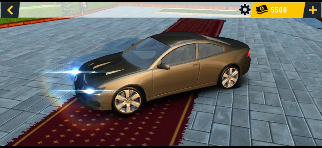 Car Games : Car Dr Parking - A bronze 3D sports car on a red carpet in the Car Dr Parking game menu