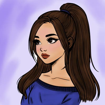 realistic girl with a high ponytail