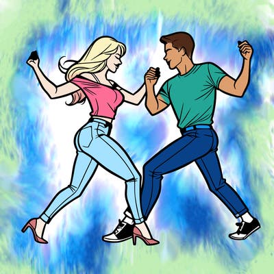 two people dancing realistically