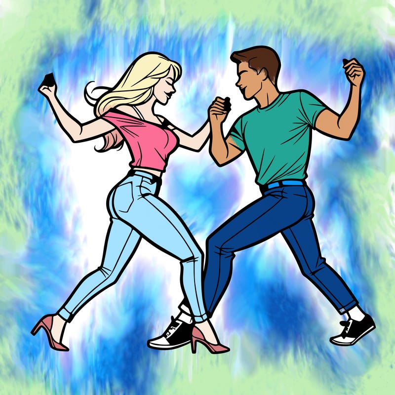 two people dancing realistically