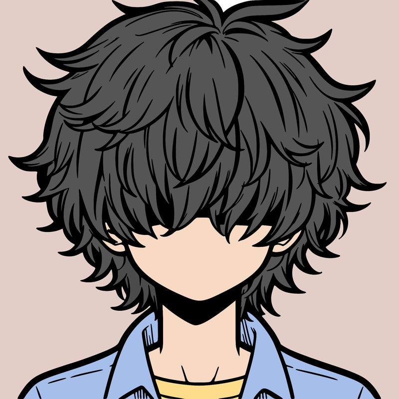 manga boy fluffy hair covering his eyes