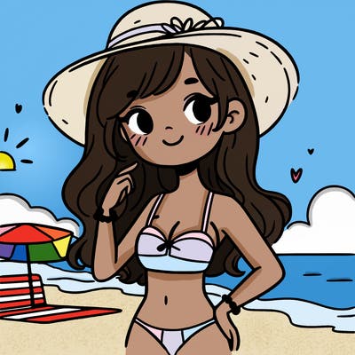 teenager girl in bikinis at the beach