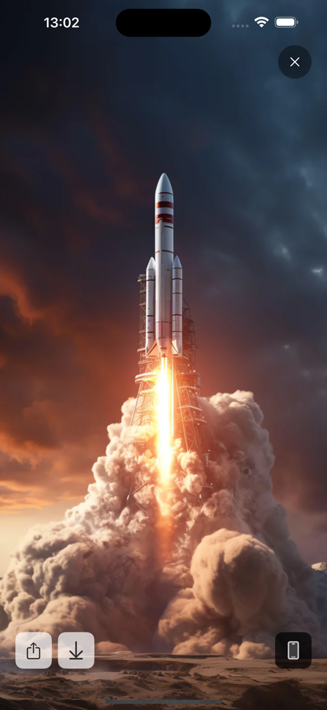 Hintergrundbild einer Raketenstarts mit dramatischem Himmel und Rauchwolken