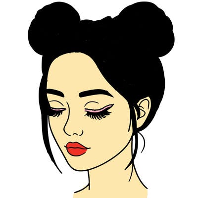 woman with hair buns