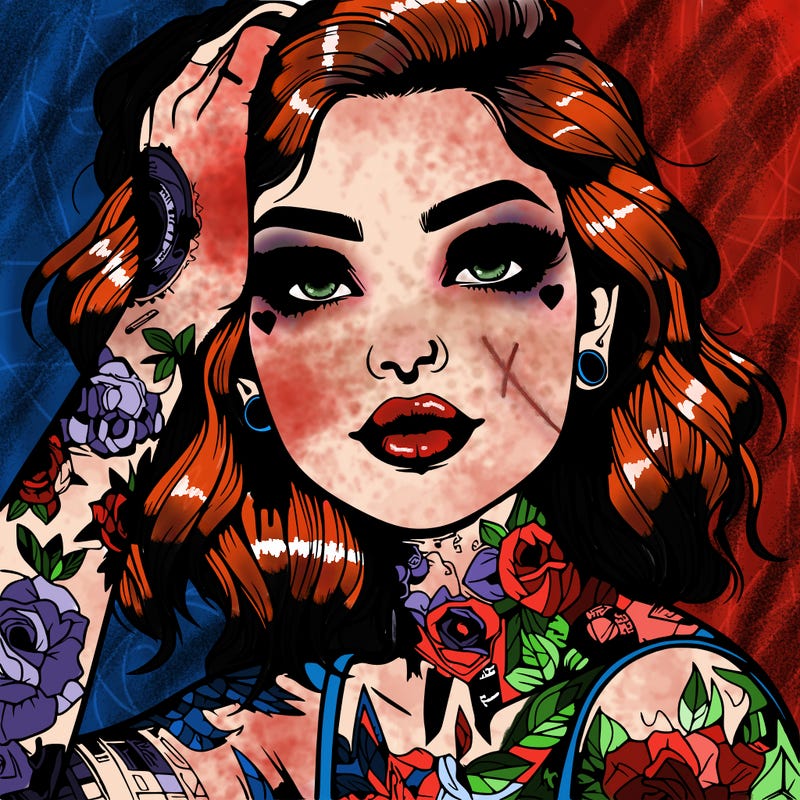 realistic girl with tattoos all over