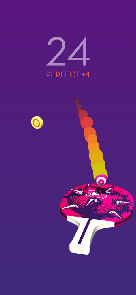 Tapong - Ping Pong Game - Gameplay of Tapong ping pong showing a spiked paddle hitting a ball with a colorful trail