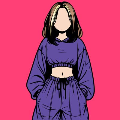 realistic girl faceless with baggy pants and a crop top