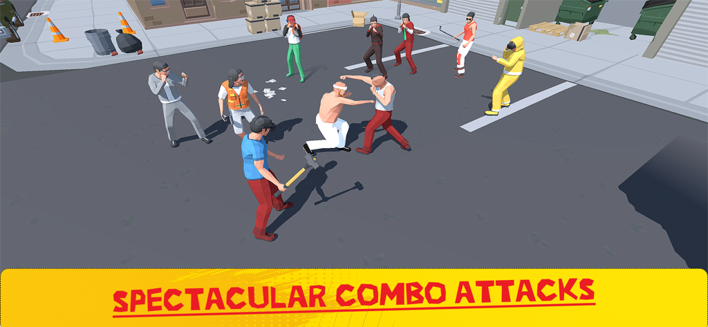 Street Knockout: 1vsGang Fight - Street fighting gameplay showing a character performing spectacular combo attacks against a gang