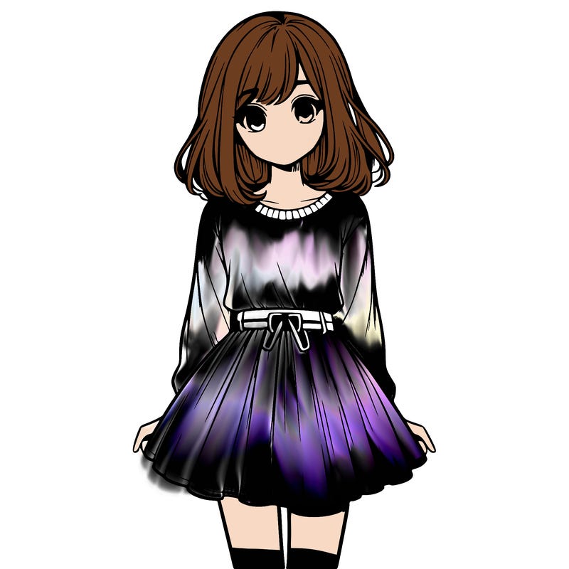 realistic girl with a skirt on