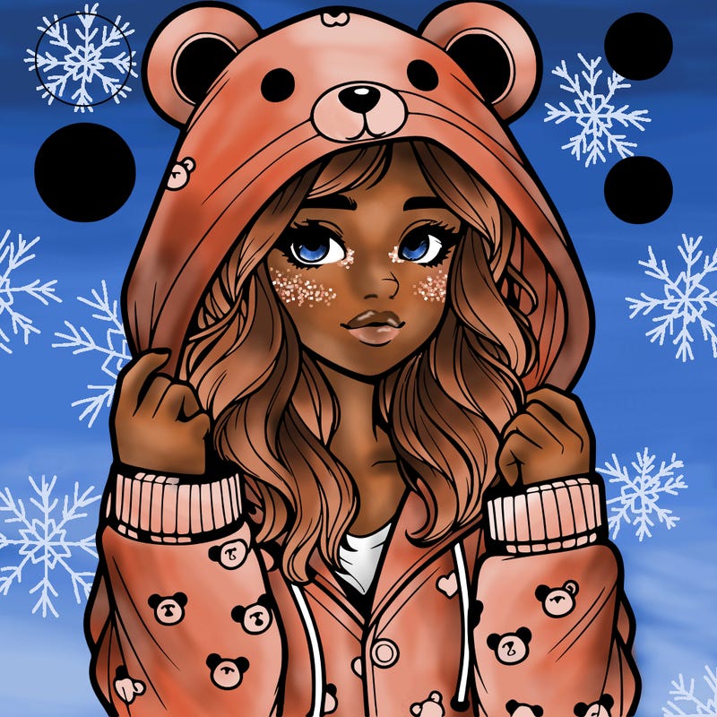 realistic girl in a animal pjs hoodie