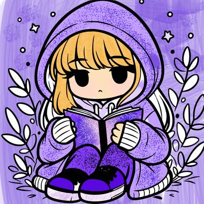 girl in oversized hoodie reading a book