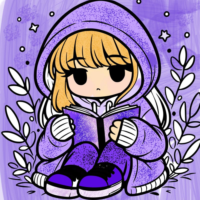 girl in oversized hoodie reading a book