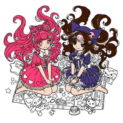 mymelity and kuromi human girls with long hair
