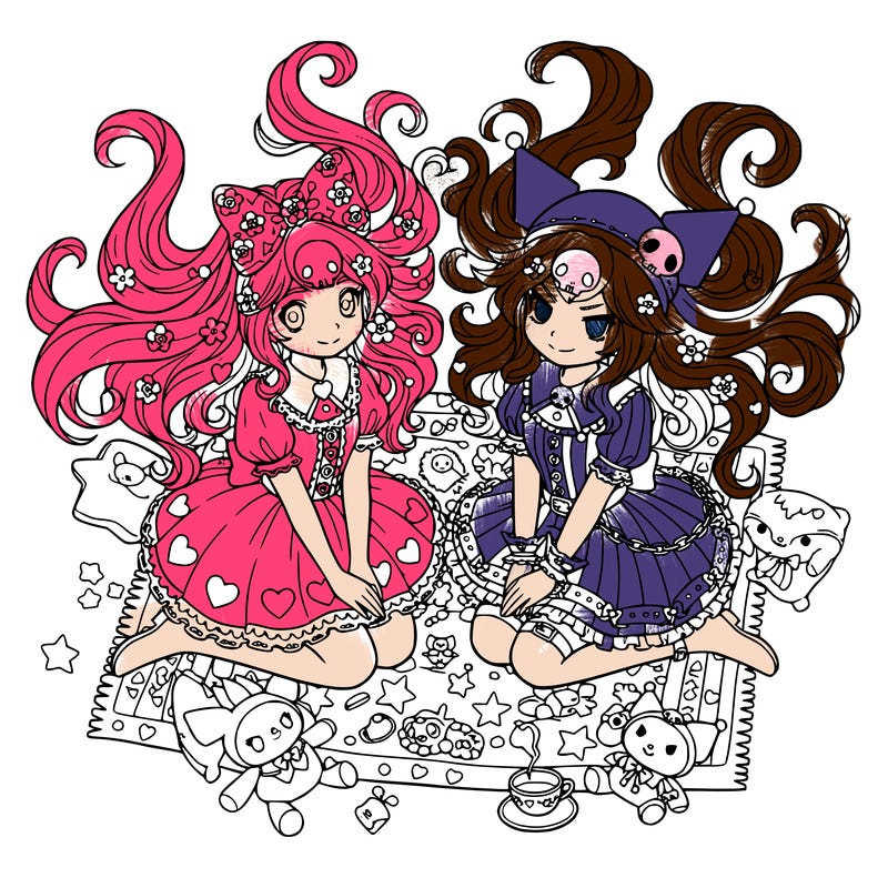 mymelity and kuromi human girls with long hair
