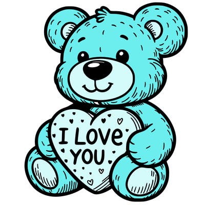 teddy bear holding an i love you heart