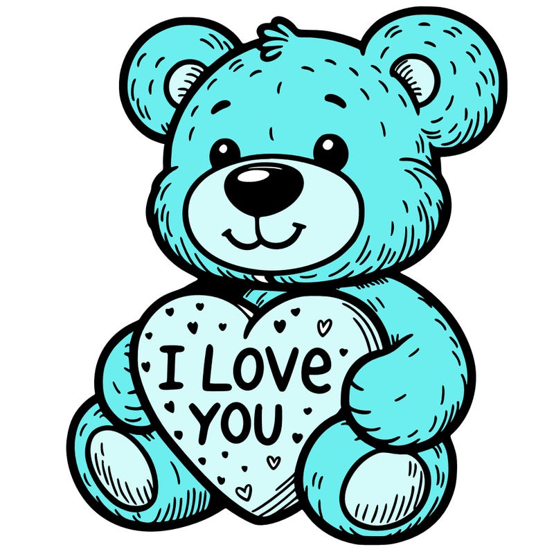 teddy bear holding an i love you heart