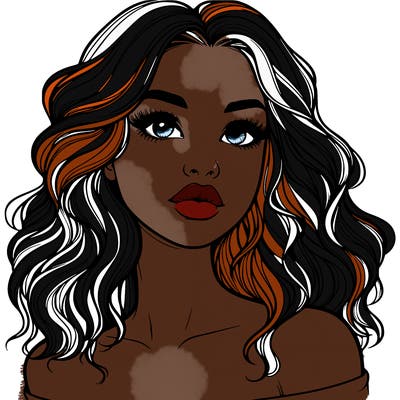realistic girl with wavy hair and lips