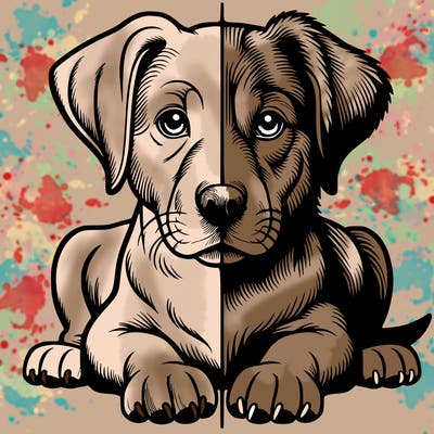 realistic dog split picture