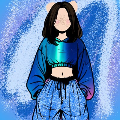 realistic girl faceless with baggy pants and a crop top