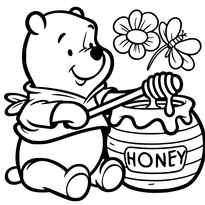 pooh bear in honey pot