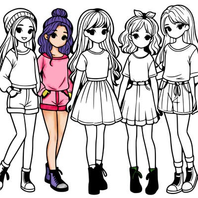 a group of five girls