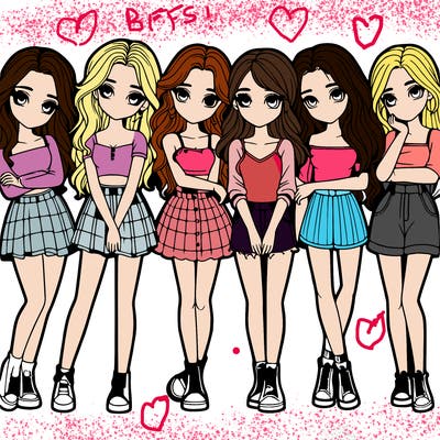 a group of girls realistic