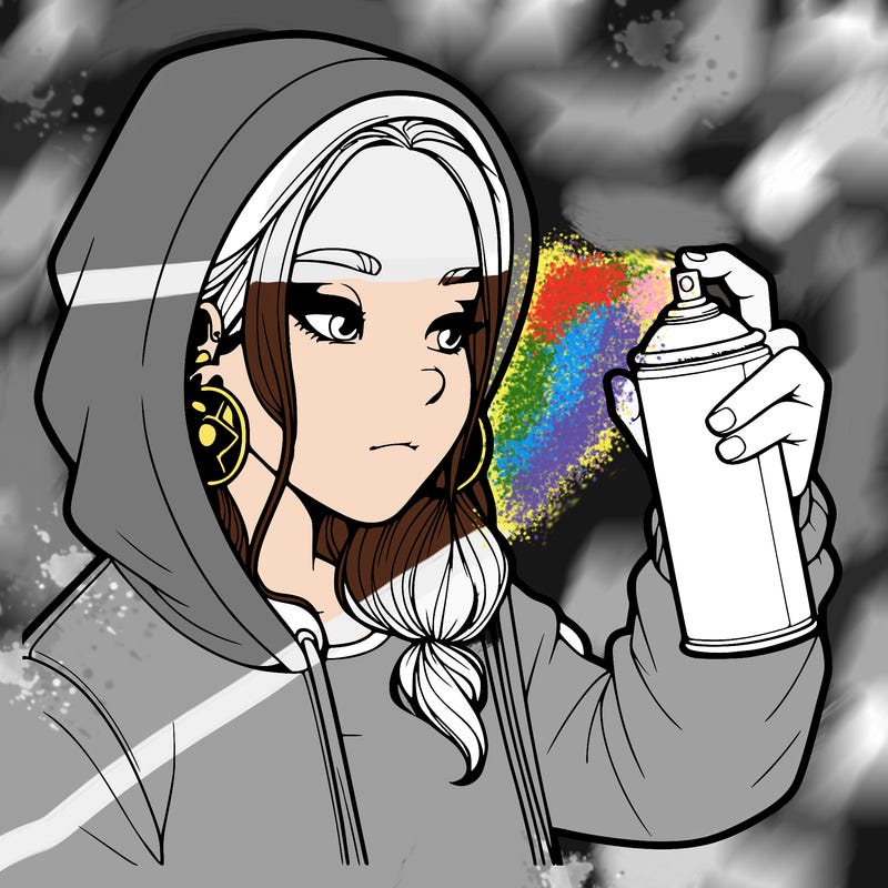 a realistic girl, spray painting