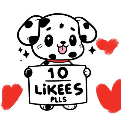 cute dog holding a sign saying 10 likes pls