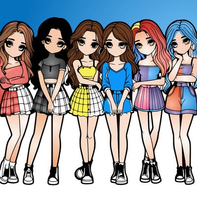 a group of girls realistic