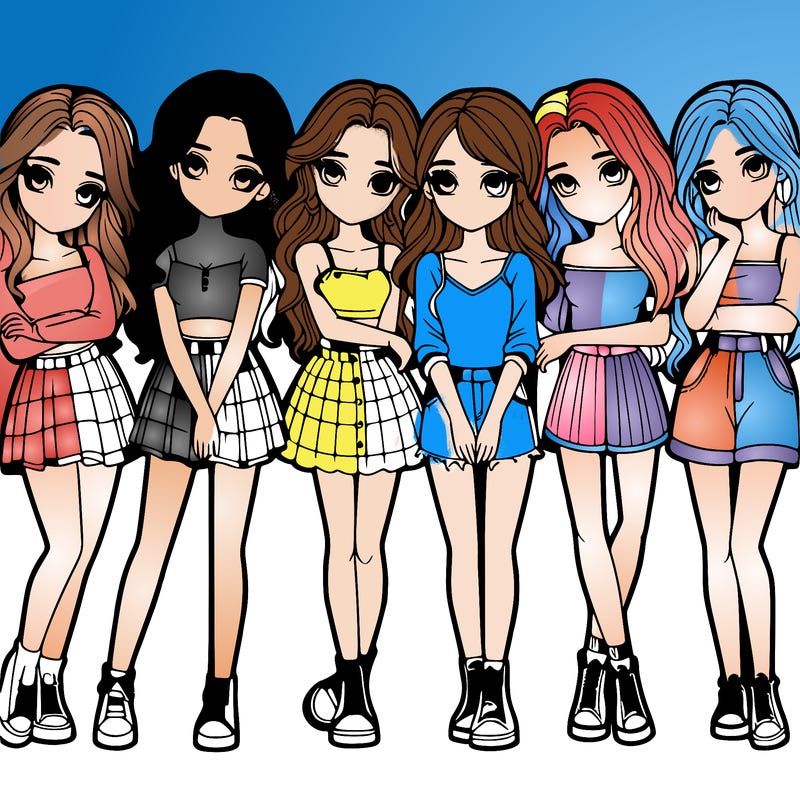 a group of girls realistic