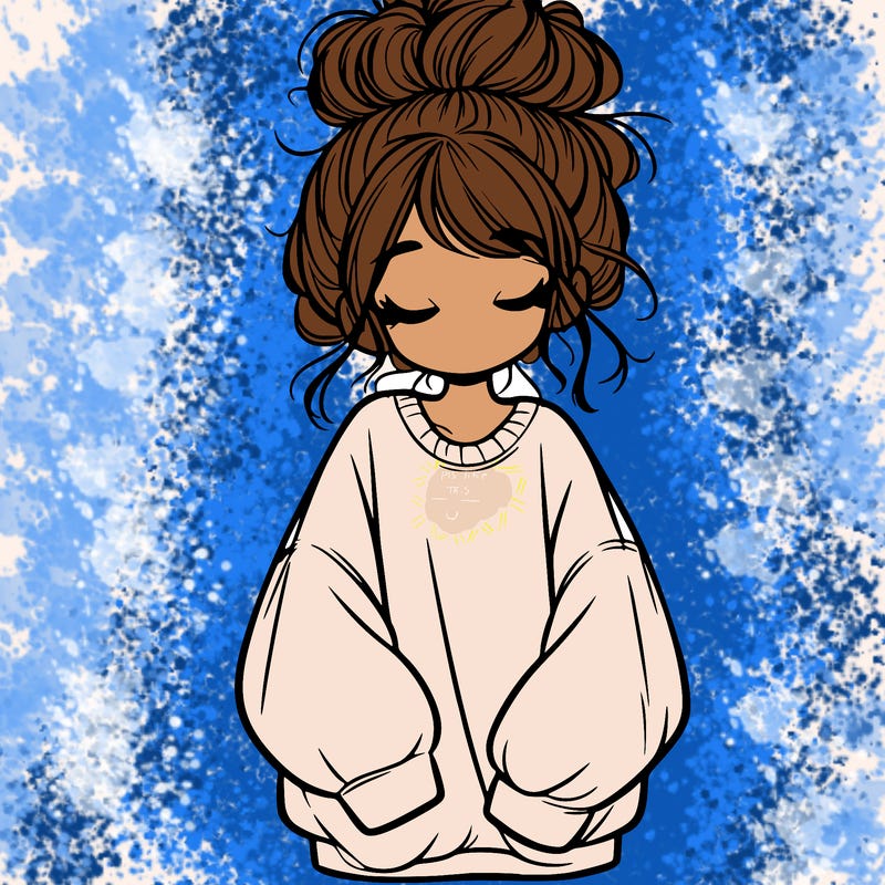 girl with baggy sweatshirt and messy bun