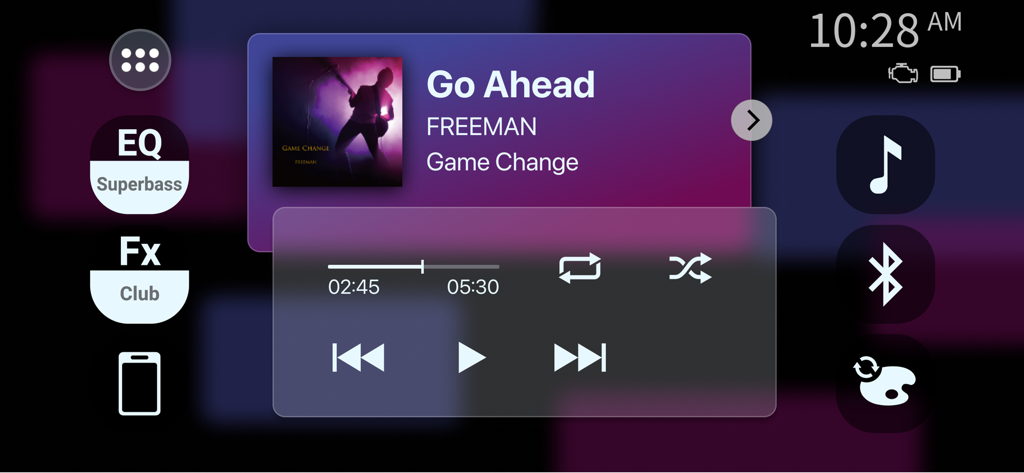 Pioneer Smart Sync music player interface showing track info and sound settings