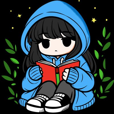 girl in oversized hoodie reading a book