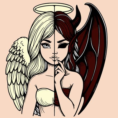 realistic angel half demon