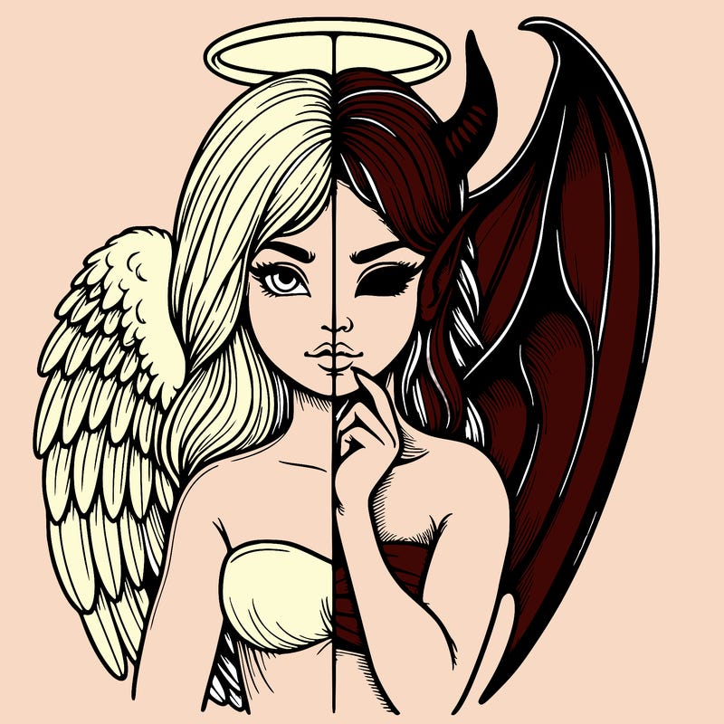 realistic angel half demon