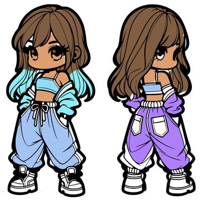 girl in crop top and baggy pants