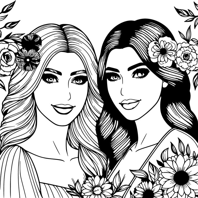 two beautiful women best friends realistic