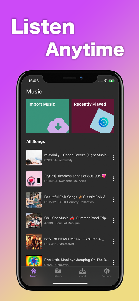 Vira Music-Offline Player MP3 - Interface of the Vira Music offline player app showing a list of songs on an iPhone