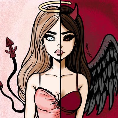 devil vs angel realistic girl