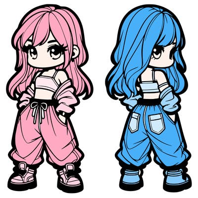 girl in crop top and baggy pants