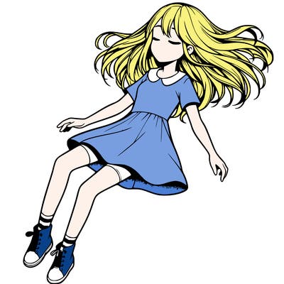 realistic girl floating